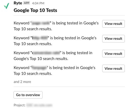 Ryte: Slack Notification Example