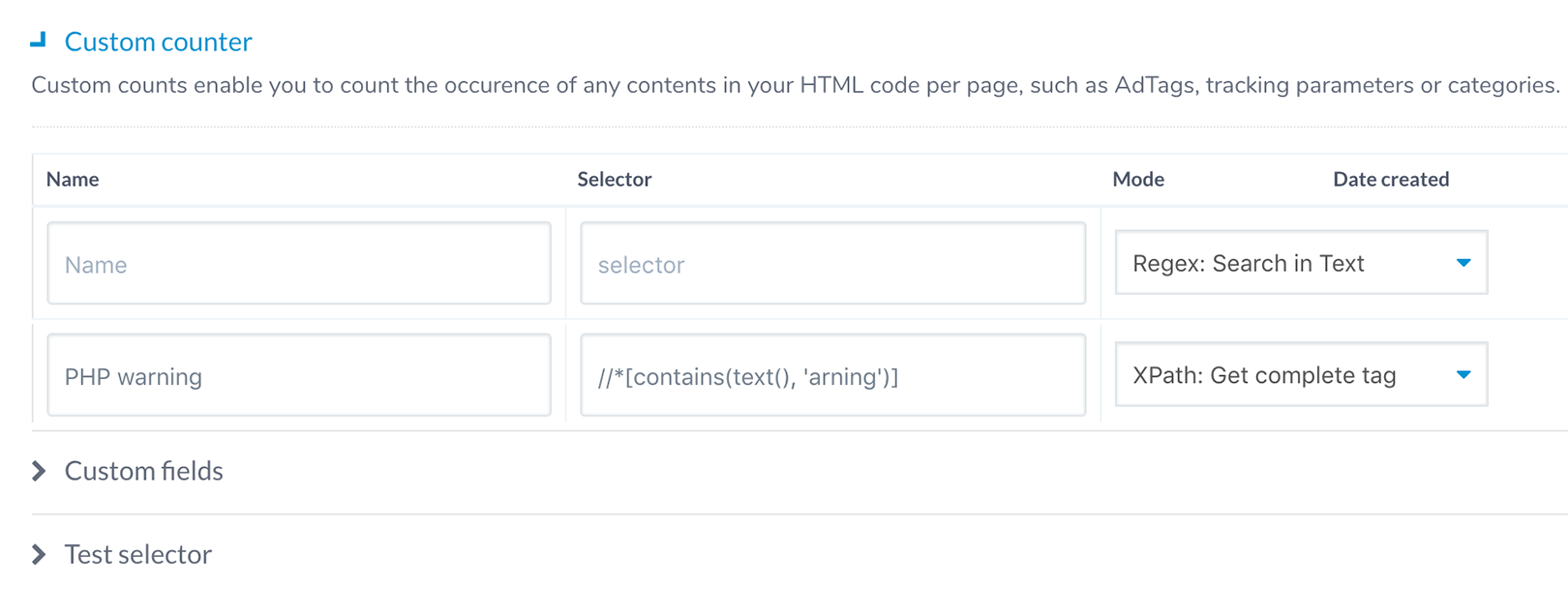 Example of a user-defined counter. Source: Ryte